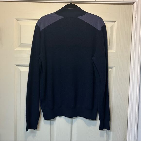 Peter Millar Sweater 100% Extra Fine Merino Wool 1/4 Zip Pullover Blue Men Large - Picture 3 of 6